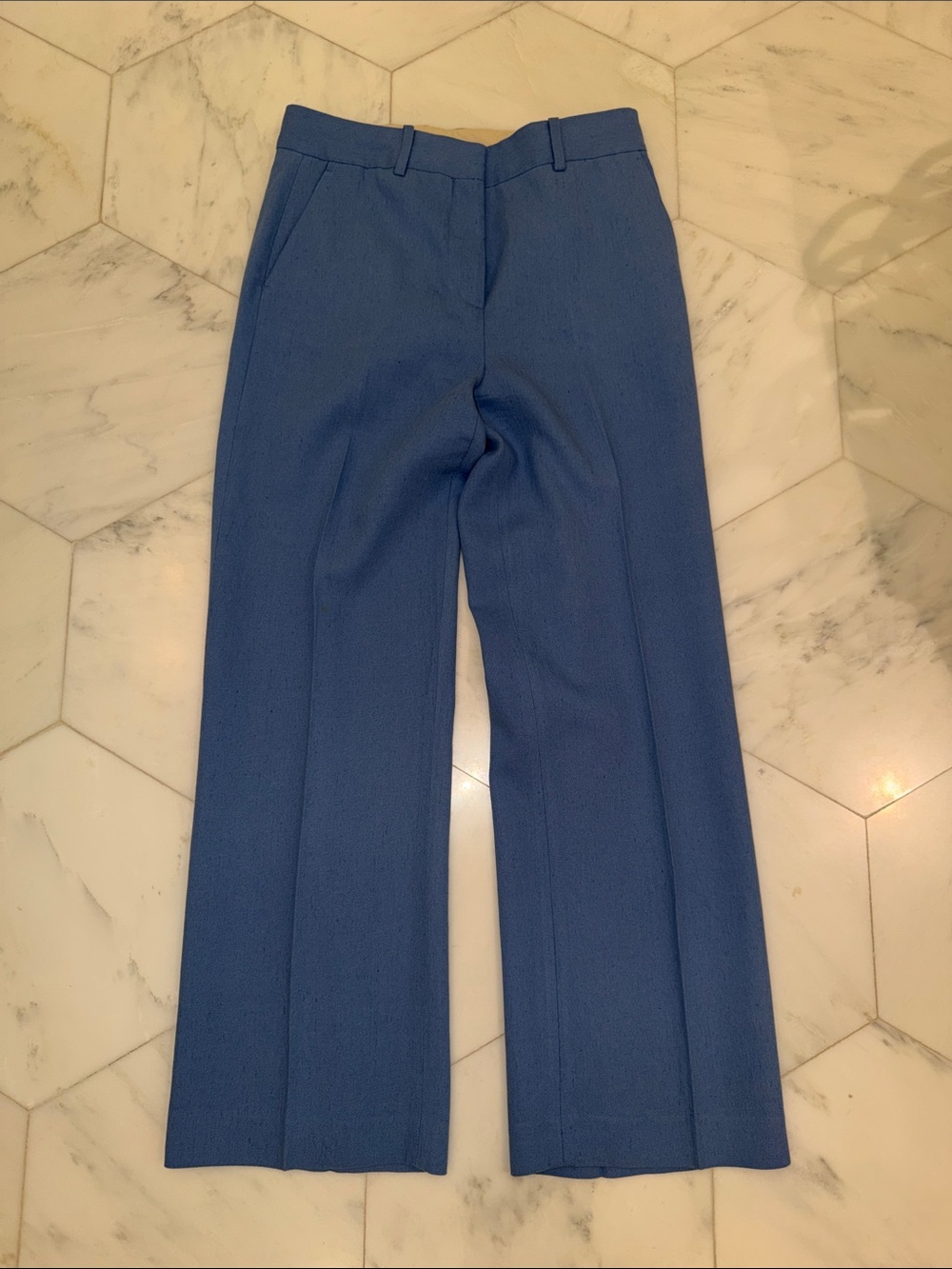Zara Women's Straight-Leg Trousers in Steel Blue